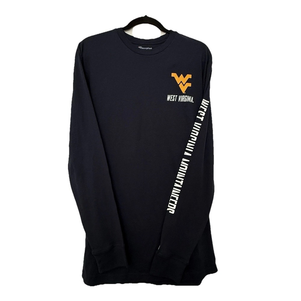Champion West Virginia Mountaineers Long Sleeve Shirt Navy Blue Mens‎ XL